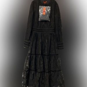 Maple & Cliff Black Lace Long Sleeve Ankle Length Dress XL NWT Wednesday Addams